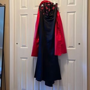 Black and red formal or prom dress with shawl